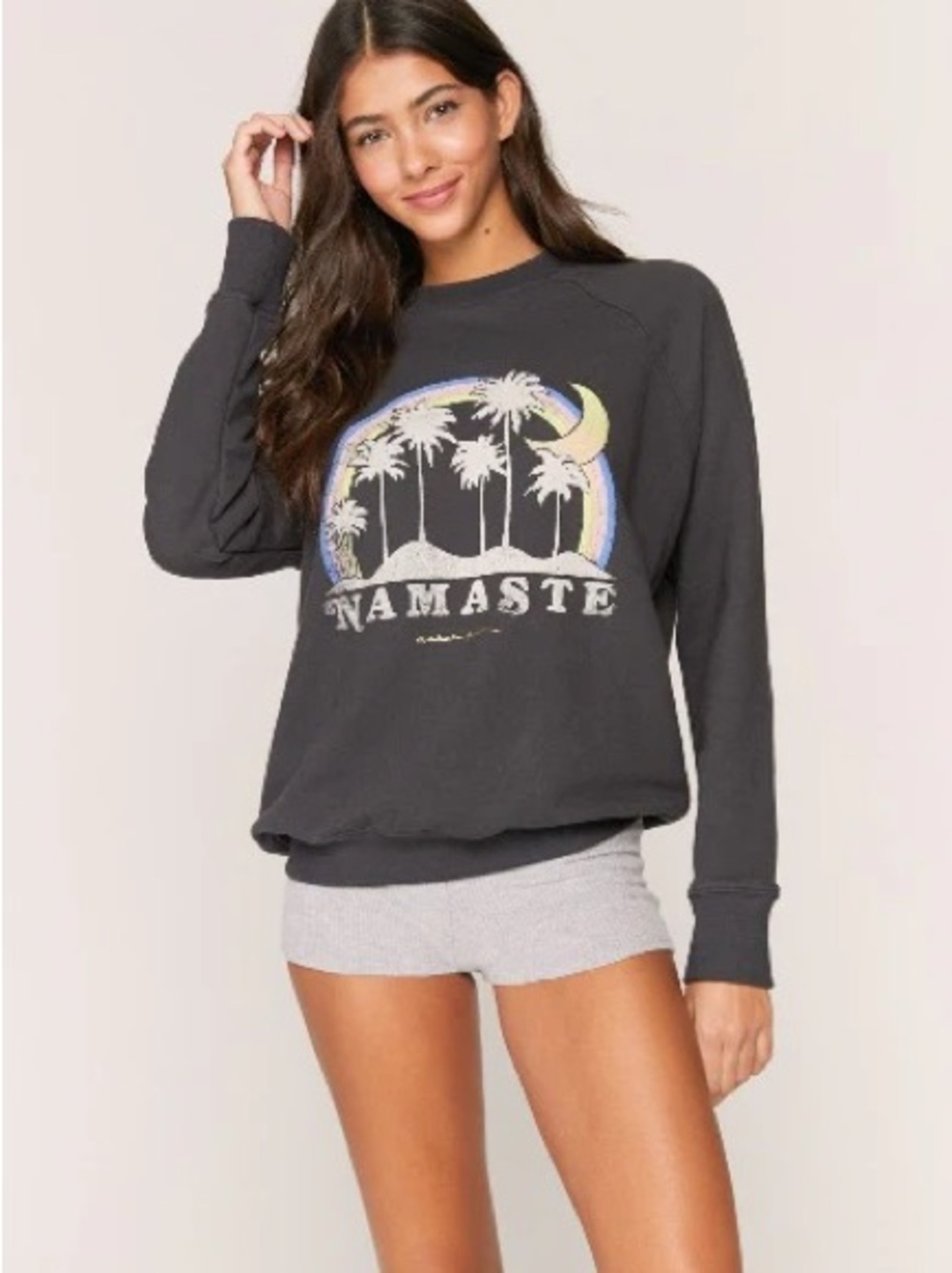 Spiritual Gangster Namaste Cotton Sweatshirt Grey Size Small